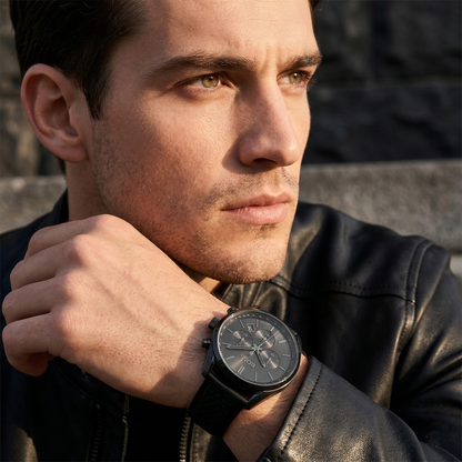 Hugo Boss Champion 1513880 Black Case Black Dial Black Leather Men's Watch