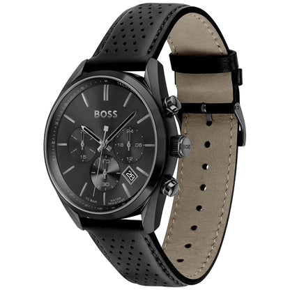 Hugo Boss Champion 1513880 Black Case Black Dial Black Leather Men's Watch