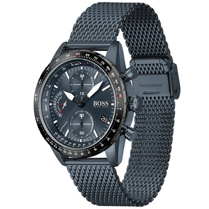 Hugo Boss Pilot Edition 1513887 Blue Ion-Plated Stainless Steel mesh Blue Dial Men's Watch