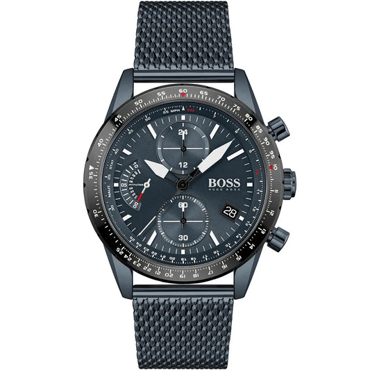 Hugo Boss Pilot Edition 1513887 Blue Ion-Plated Stainless Steel mesh Blue Dial Men's Watch