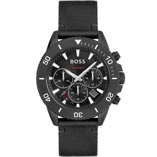 Hugo Boss Admiral 1513918 Black Ocean Plastic Case Black Dial Black Fiber Men's Watch