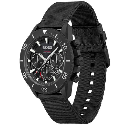 Hugo Boss Admiral 1513918 Black Ocean Plastic Case Black Dial Black Fiber Men's Watch