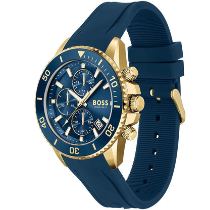 Hugo Boss Admiral 1513965 Silver Case Blue Dial Blue Rubber Strap Men's Watch