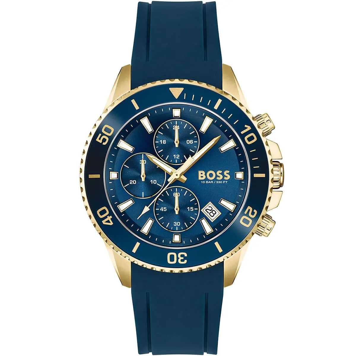 Hugo Boss Admiral 1513965 Silver Case Blue Dial Blue Rubber Strap Men's Watch