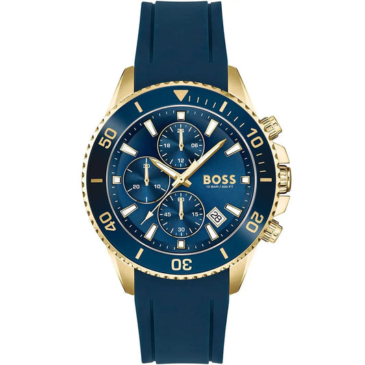Hugo Boss Admiral 1513965 Silver Case Blue Dial Blue Rubber Strap Men's Watch