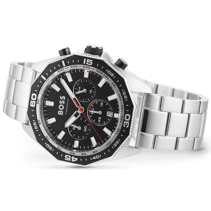 Hugo Boss Energy 1513971 Silver Case Black Dial Black Bezel Silver Metal Men's Watch