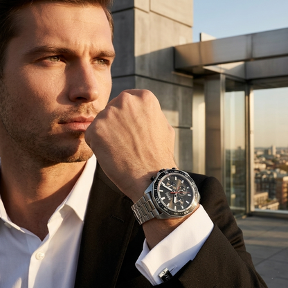 Hugo Boss Energy 1513971 Silver Case Black Dial Black Bezel Silver Metal Men's Watch