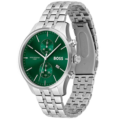Hugo Boss Associate 1513975 Runner Silver Stainless Steel Green Dial Men's Watch