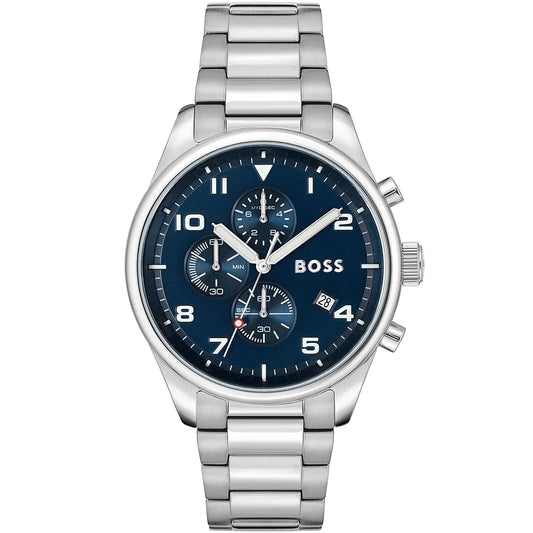 Hugo Boss View 1513989 Silver Case Blue Dial Silver Metal Men's Watch