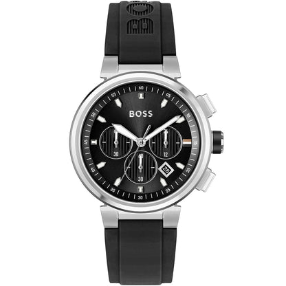 Hugo Boss One 1513997 Silver Stainless Steel Black Silicone Chronograph Watch