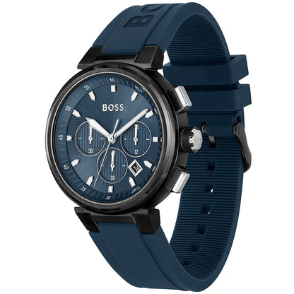 Hugo Boss Runner 1513998 Black Case Blue Dial Blue Rubber Men's Watch