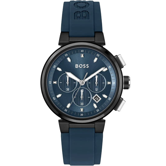 Hugo Boss Runner 1513998 Black Case Blue Dial Blue Rubber Men's Watch