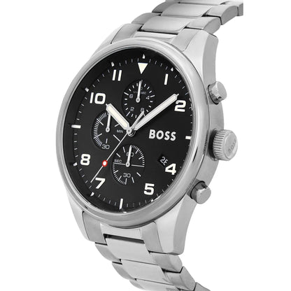 Hugo Boss View 1514008 Silver Case Black Dial Silver Metal Men's Watch