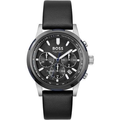 Hugo Boss Solgrade 1514031 Grey Case Black Dial Black Leather Men's Watch