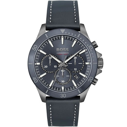 Hugo Boss Troper 1514056 Silver Case Blue Dial Blue Leather Men's Watch