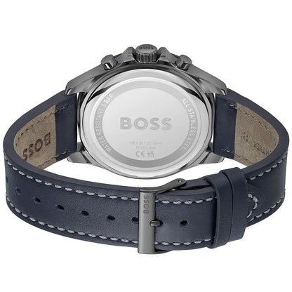 Hugo Boss Troper 1514056 Silver Case Blue Dial Blue Leather Men's Watch