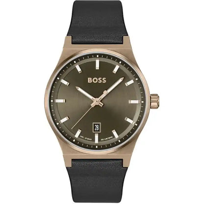 Hugo Boss Men’s Watch – Model 1514080 | Classic Olive Green Dial with Black Leather Strap
