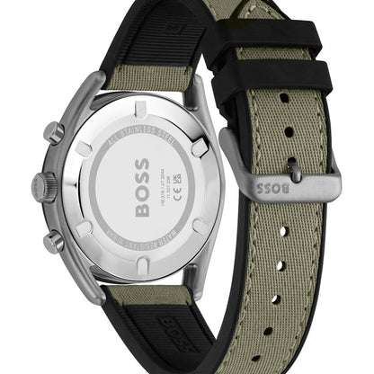 Hugo Boss Top 1514092 Grey Ion-Plated Case Olive Green Dial Olive Canvas Men's Watch