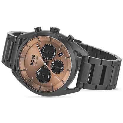 Hugo Boss Top 1514095 Black Ion-Plated Case Rose Gold Dial Black Metal Men's Watch