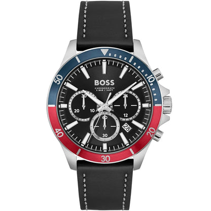 Hugo Boss Troper 1514099 Silver Case Black Dial Black Leather Men's Watch