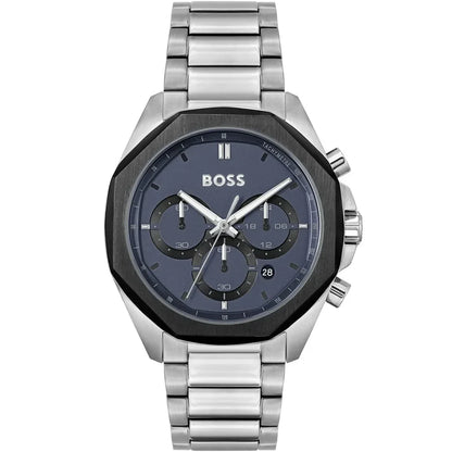 Hugo Boss Cloud 1514015 Men's Silver Steel Watch with Navy Dial & Black Bezel