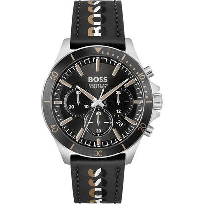Hugo Boss Troper 1514121 Black Ion-Plated Case Black Dial Black Leather Men's Watch