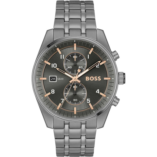 Hugo Boss Sky Traveller 1514153 Gray Ion-Plated Stainless Steel Gray Dial Men's Watch