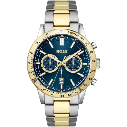 Hugo Boss Runner 1514163 Two-Tone Silver Gold Case Blue Dial Men's Watch