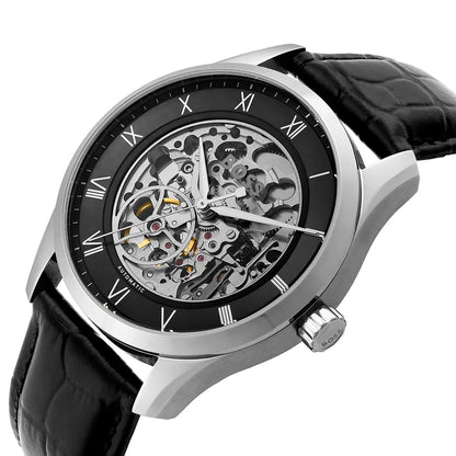 Hugo Boss Principe 1514234 Silver Case Black Skeleton Automatic Men's Watch