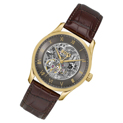 Hugo Boss Principe 1514235 Gold Case Dark Grey Skeleton Automatic Men's Watch