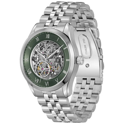 Hugo Boss Principle 1514236 Automatic Skeleton Green Dial Silver Stainless Steel Men's Watch