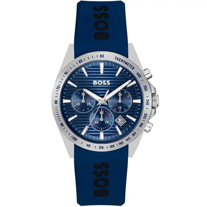 Hugo Boss Strike 1514239 Chronograph Blue Dial Navy Blue Rubber Men's Watch