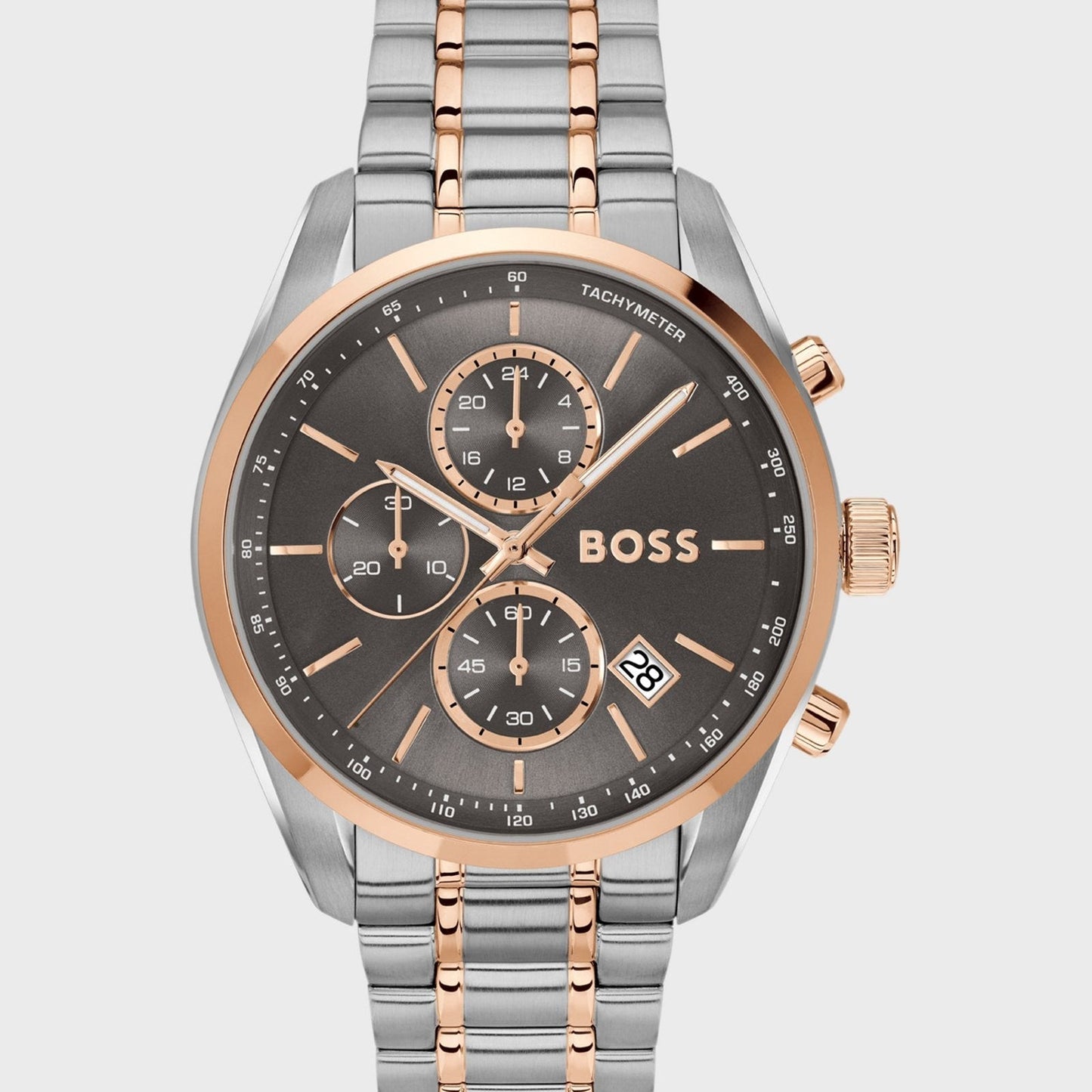 Hugo Boss Steer 1514252 Two-Tone Silver & Rose Gold Grey Dial Men's Watch