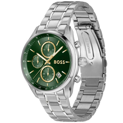 Hugo Boss Grand Prix 1514265 Chronograph Green Dial Silver Stainless Steel Men's Watch