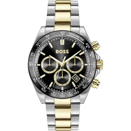 Hugo Boss Hero Chronograph 1514269 Two-Tone Gold Black Dial Men's Watch