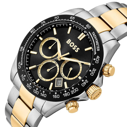 Hugo Boss Hero Chronograph 1514269 Two-Tone Gold Black Dial Men's Watch