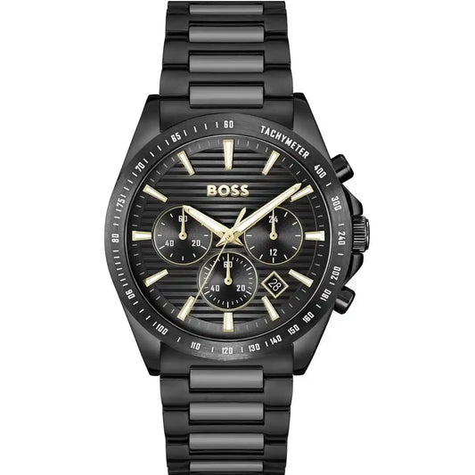 Hugo Boss Strike 1514291 Chronograph Black Dial All-Black Stainless Steel Men's Watch