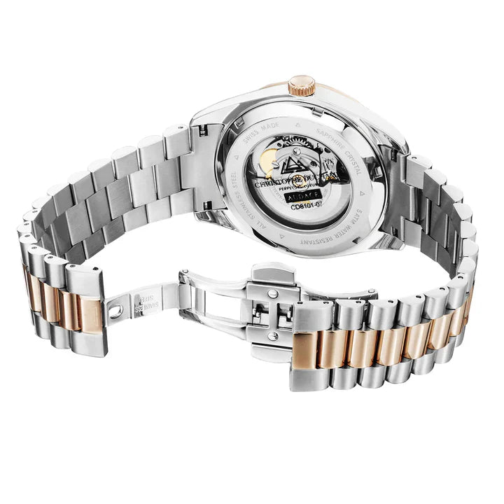 Fossil Townsman Automatic Skeleton Watch for Men ME3075 – White Skeleton Dial, Two-Tone Stainless Steel, 40mm