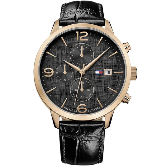 Tommy Hilfiger Liam 1710358 Gold Case Black Dial Black Leather Men's Watch