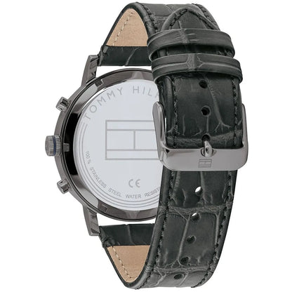 1710395 Tommy Hilfiger Evan Men's Chronograph Watch - Black Dial - Black Leather Strap -