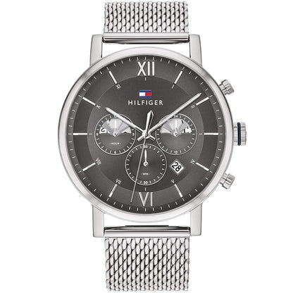 Tommy Hilfiger Evan 1710396 Silver Mesh Gunmetal Gray Dial Men's Watch