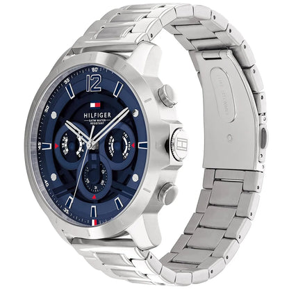 Tommy Hilfiger Kyle 1710492 Multi-Function Blue Dial Men's Silver Steel Watch