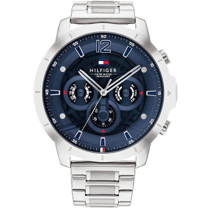Tommy Hilfiger Kyle 1710492 Multi-Function Blue Dial Men's Silver Steel Watch