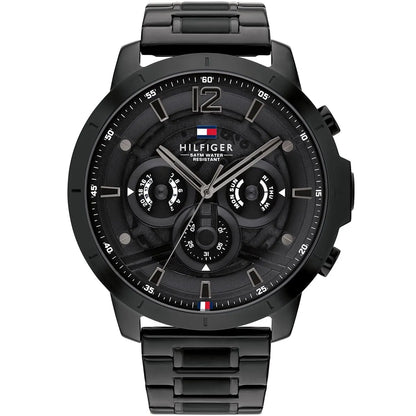Tommy Hilfiger Kyle 1710494 Multi-Function Black Dial Men's Black Steel Watch