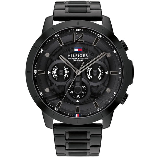Tommy Hilfiger Kyle 1710494 Multi-Function Black Dial Men's Black Steel Watch