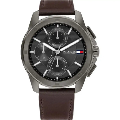 Tommy Hilfiger Walker 1710623 Multi-Function Grey Dial Men's Brown Leather Watch