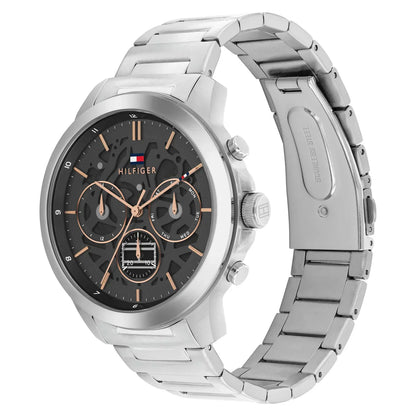 Tommy Hilfiger Henry 1710683 Silver Grey Skeleton Dial Rose Gold Accents Watch
