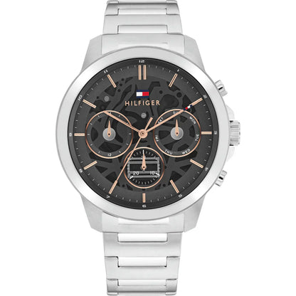 Tommy Hilfiger Henry 1710683 Silver Grey Skeleton Dial Rose Gold Accents Watch