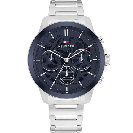 Tommy Hilfiger Henry 1710684 Silver Blue Skeleton Dial Metal Men's Watch