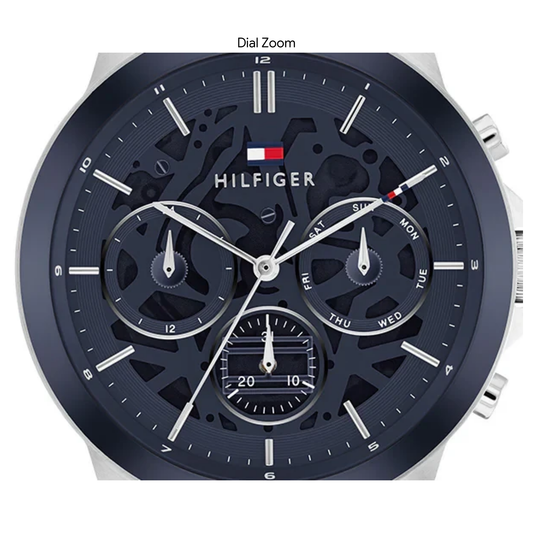 Tommy Hilfiger Henry 1710684 Silver Blue Skeleton Dial Metal Men's Watch